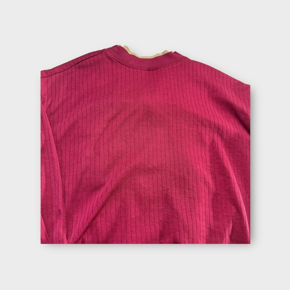 Ribbed Paisley Mock Neck Sweater Top Burgundy Vintage Pullover Sz XL - Picture 9 of 13